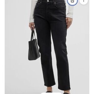 AGOLDE Riley high-rise‎ straight-crop jeans washed black or charcoal denim 27